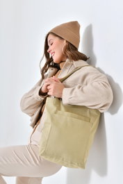 Zoozie Bags Bolso Tote de Gabardina Beige